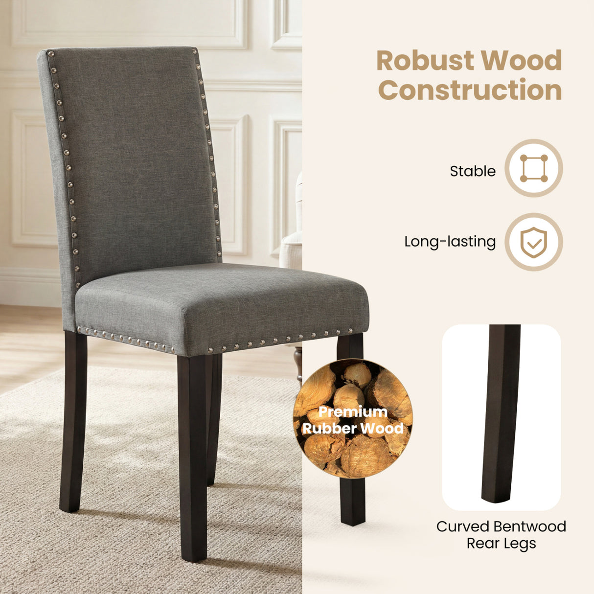 Wooden Dining Chairs Set of 4 with Bent Wood Legs