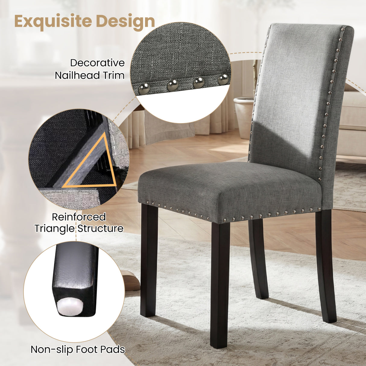 Wooden Dining Chairs Set of 4 with Bent Wood Legs