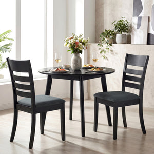 Wooden Dining Chairs Set of 4 Upholstered Kitchen Chairs with Rubber Wood Frame-Black