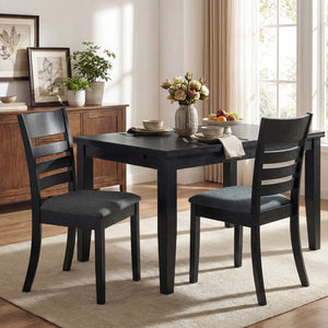 Wooden Dining Chairs Set of 4 Upholstered Kitchen Chairs with Rubber Wood Frame-Black