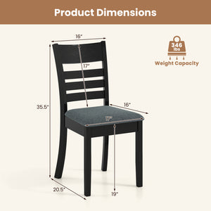 Wooden Dining Chairs Set of 4 Upholstered Kitchen Chairs with Rubber Wood Frame-Black