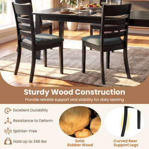 Wooden Dining Chairs Set of 4 Upholstered Kitchen Chairs with Rubber Wood Frame-Black