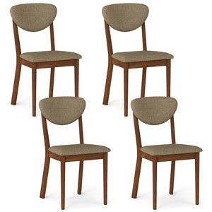 Wooden Dining Chairs Set of 4 with Padded Seat Back for Dining Room-Brown