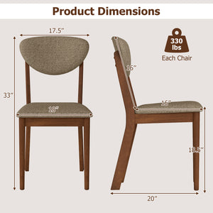 Wooden Dining Chairs Set of 4 with Padded Seat Back for Dining Room-Brown