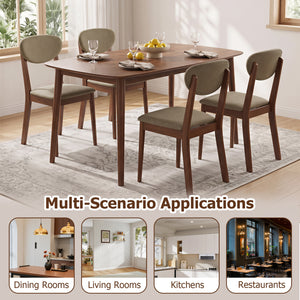 Wooden Dining Chairs Set of 4 with Padded Seat Back for Dining Room-Brown