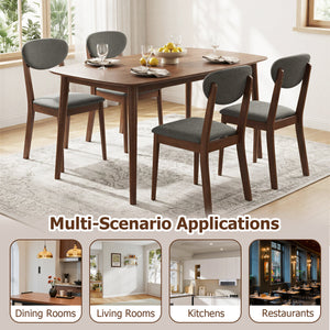 Wooden Dining Chairs Set of 4 with Padded Seat Back for Dining Room-Gray