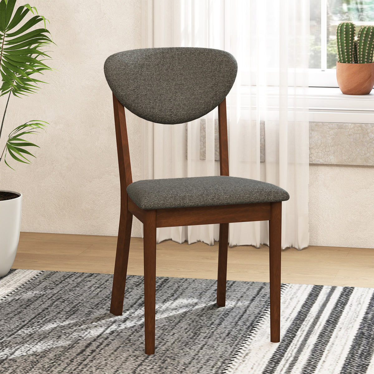 Wooden Dining Chairs Set of 4 with Padded Seat Back for Dining Room-Gray