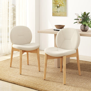 Wooden Dining Chairs Set of 2 with Rubber Wood Legs-White