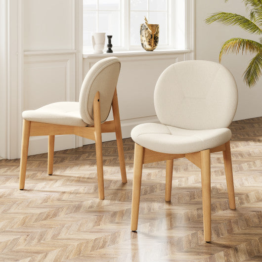Wooden Dining Chairs Set of 2 with Rubber Wood Legs-White