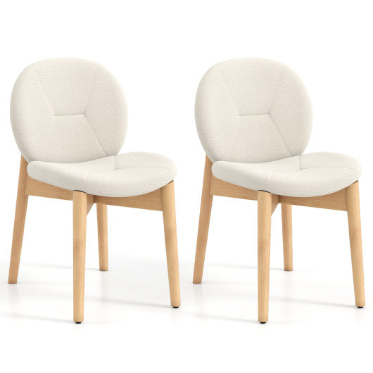 Wooden Dining Chairs Set of 2 with Rubber Wood Legs-White