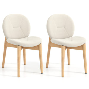 Wooden Dining Chairs Set of 2 with Rubber Wood Legs-White