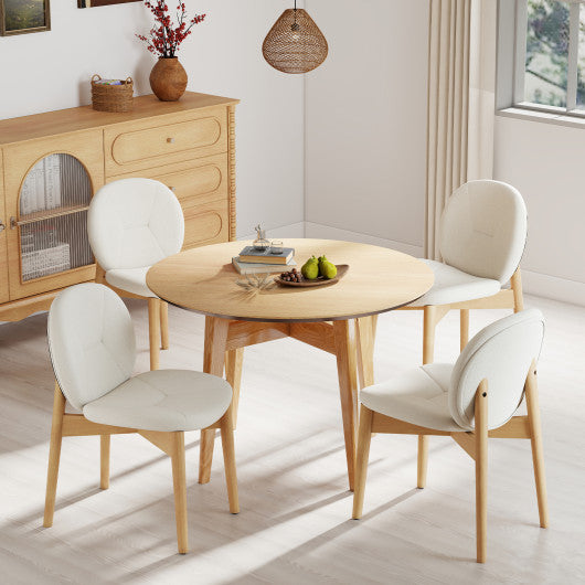 Wooden Dining Chairs Set of 2 with Rubber Wood Legs-White