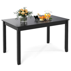 48-Inch Wooden Dining Table for 4 People Rectangular Kitchen Table with Rubber Wood Legs-Black
