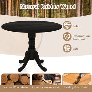 Wooden Dining Table with Round Tabletop and Curved Trestle Legs-Black