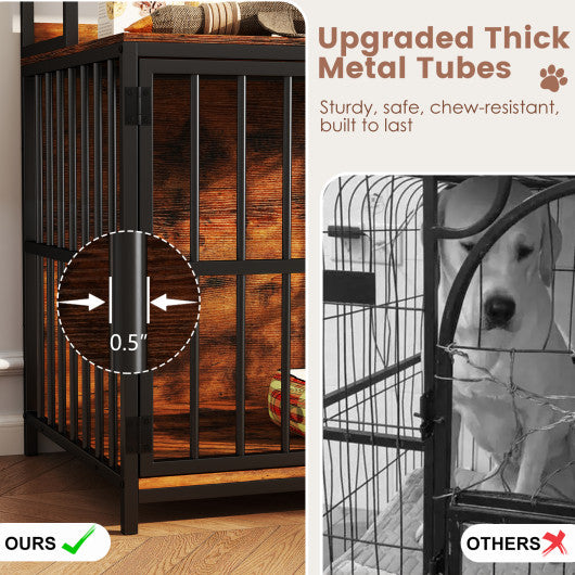 Record Player Stand with Charging Station and Rattan Cabinet for Living Room-Natural