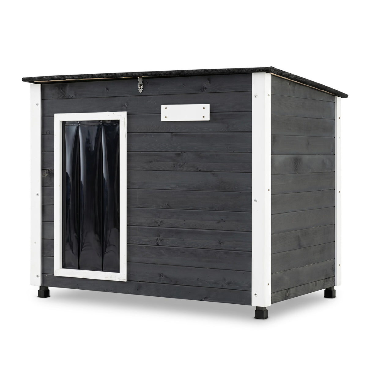 Wooden Dog House Outdoor with Natural Spruce Wood Frame  Removable Floor and Openable Asphalt Roof-S