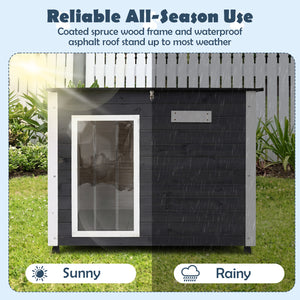 Wooden Dog House Outdoor with Natural Spruce Wood Frame  Removable Floor and Openable Asphalt Roof-S