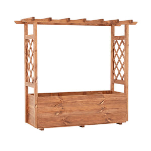 Wooden Elevated Planter Raised Garden Bed with Hanging Roof-Orange