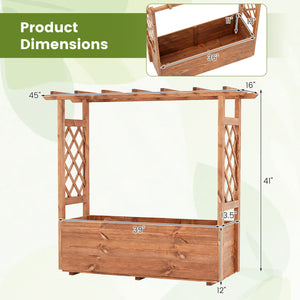 Wooden Elevated Planter Raised Garden Bed with Hanging Roof-Orange