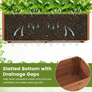 Wooden Elevated Planter Raised Garden Bed with Hanging Roof-Orange