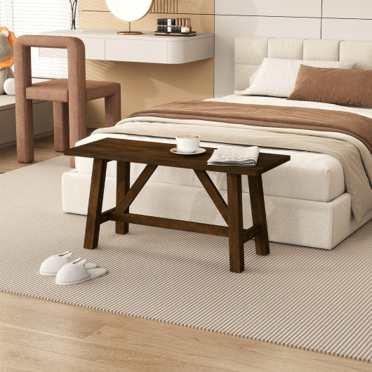 Wooden Entryway Bench Farmhouse Dining Bench with 400 LBS Weight Capacity-Brown