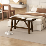 Wooden Entryway Bench Farmhouse Dining Bench with 400 LBS Weight Capacity-Brown
