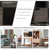 Bamboo Buffet Storage Cabinet with PE Rattan Doors and Freestanding Kitchen Cupboard-Natural