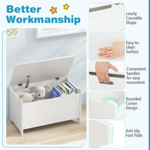 Wooden Kids Toy Box with Safety Hinge-White