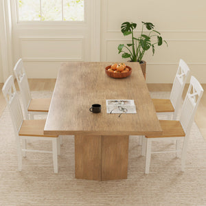 Wooden Kitchen Dining Chair Set of 2 with Rubber Wood Frame-Natural