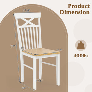 Wooden Kitchen Dining Chair Set of 2 with Rubber Wood Frame-Natural