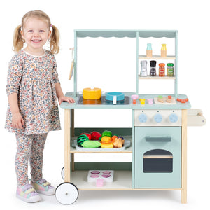 Wooden Kitchen Playset with Cookware Accessories for Kids