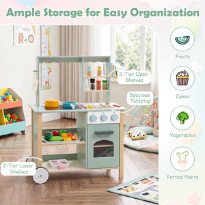 Wooden Kitchen Playset with Cookware Accessories for Kids