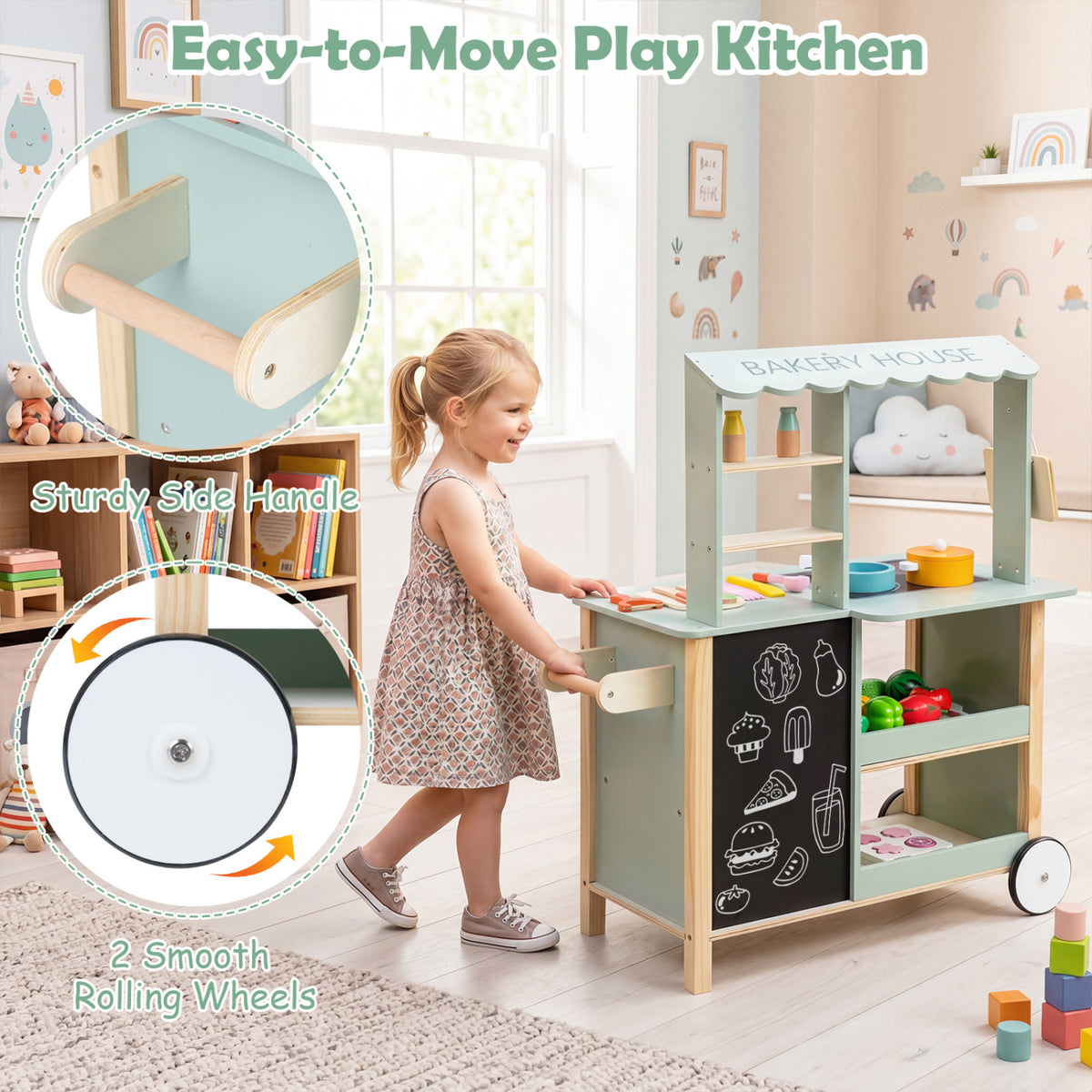 Wooden Kitchen Playset with Cookware Accessories for Kids