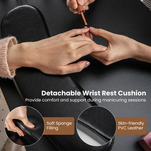 Wooden Manicure Table Nail Desk with Drawers Wrist Rest-Black