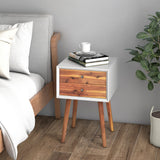 Mid-Century Wooden Multipurpose End Table with 2 Storage Drawers-Black