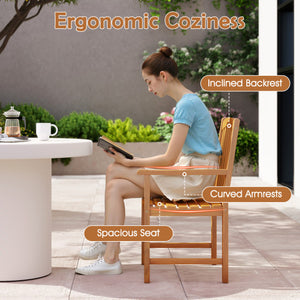 Set of 2 Outdoor Dining Chairs Acacia Wood with Cross-Pattern Backrest