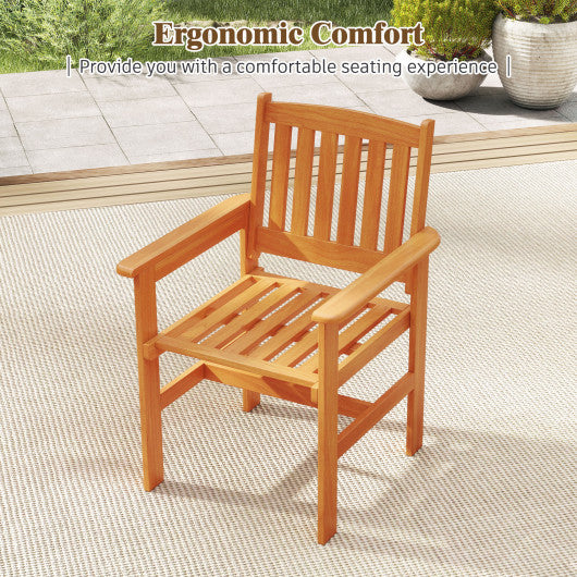 Wooden Patio Chairs Set of 2 with Inclined Backrests