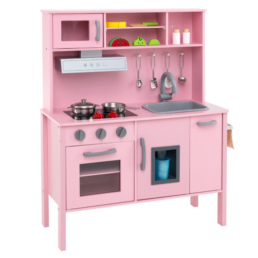 Wooden Pretend Play Kitchen Set for Toddlers-Pink