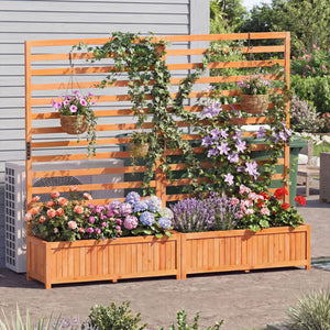 Wooden Raised Garden Bed 59 Inch Tall Elevated Planter Box with Vertical Trellis-Orange