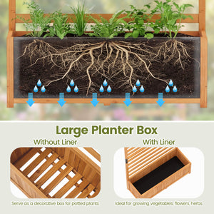 Wooden Raised Garden Bed 59 Inch Tall Elevated Planter Box with Vertical Trellis-Orange