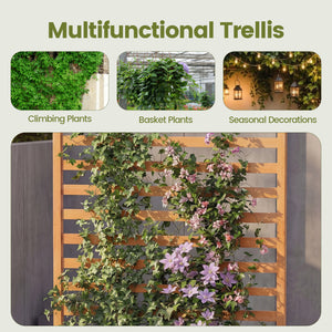 Wooden Raised Garden Bed 59 Inch Tall Elevated Planter Box with Vertical Trellis-Orange