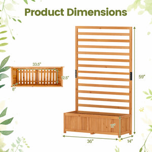 Wooden Raised Garden Bed 59 Inch Tall Elevated Planter Box with Vertical Trellis-Orange