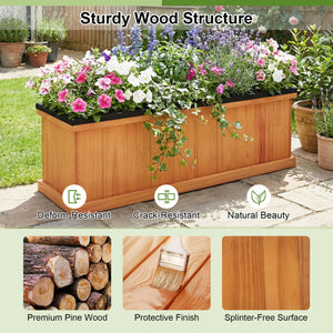 Wooden Raised Garden Bed with Drainage Holes and Liner Solid Fir Wood Planter Box-L