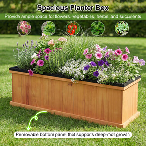 Wooden Raised Garden Bed with Drainage Holes and Liner Solid Fir Wood Planter Box-L