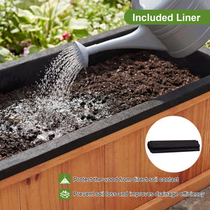 Wooden Raised Garden Bed with Drainage Holes and Liner Solid Fir Wood Planter Box-L