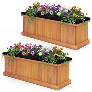 Wooden Raised Garden Bed with Drainage Holes and Liner Solid Fir Wood Planter Box-M