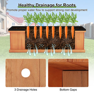 Wooden Raised Garden Bed with Drainage Holes and Liner Solid Fir Wood Planter Box-M
