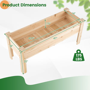 Wooden Raised Garden Bed with Legs 175 LBS Heavy-Duty Elevated Planter Box with Drainage Holes-Natural