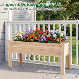 Wooden Raised Garden Bed with Legs 175 LBS Heavy-Duty Elevated Planter Box with Drainage Holes-Natural