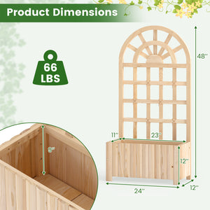 Wooden Raised Garden Bed with Trellis 48 Inch Outdoor Screen-Natural